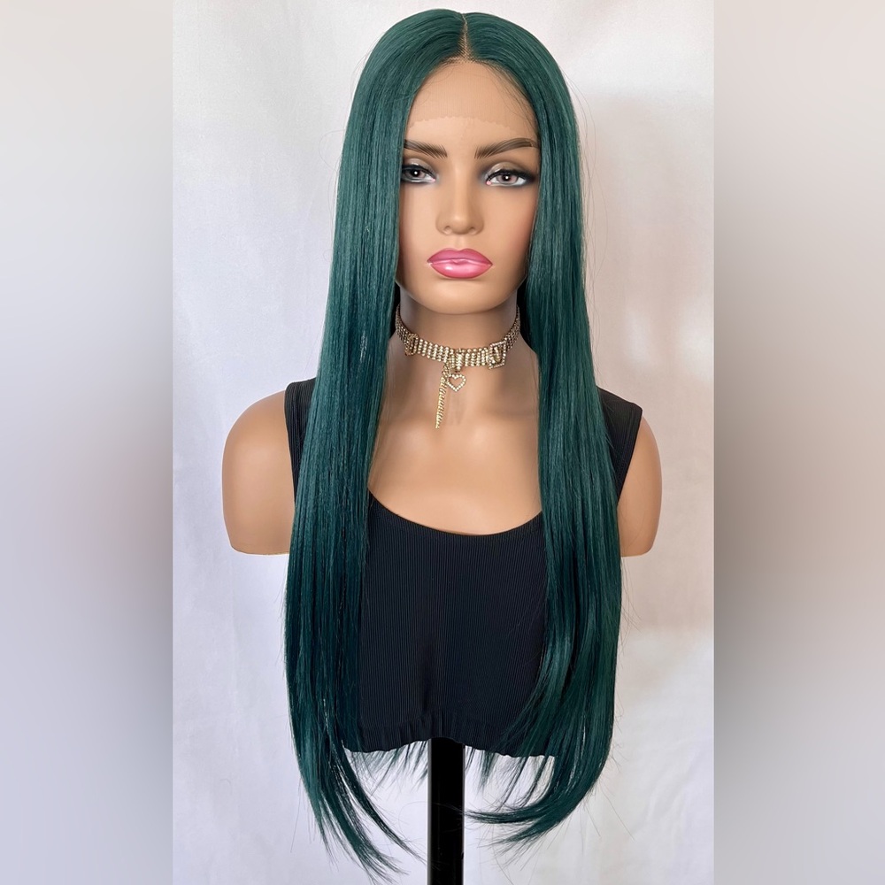 Long Green Premium Fiber Lace Front Wig for Daily Wear / Costumes / Events 🙌